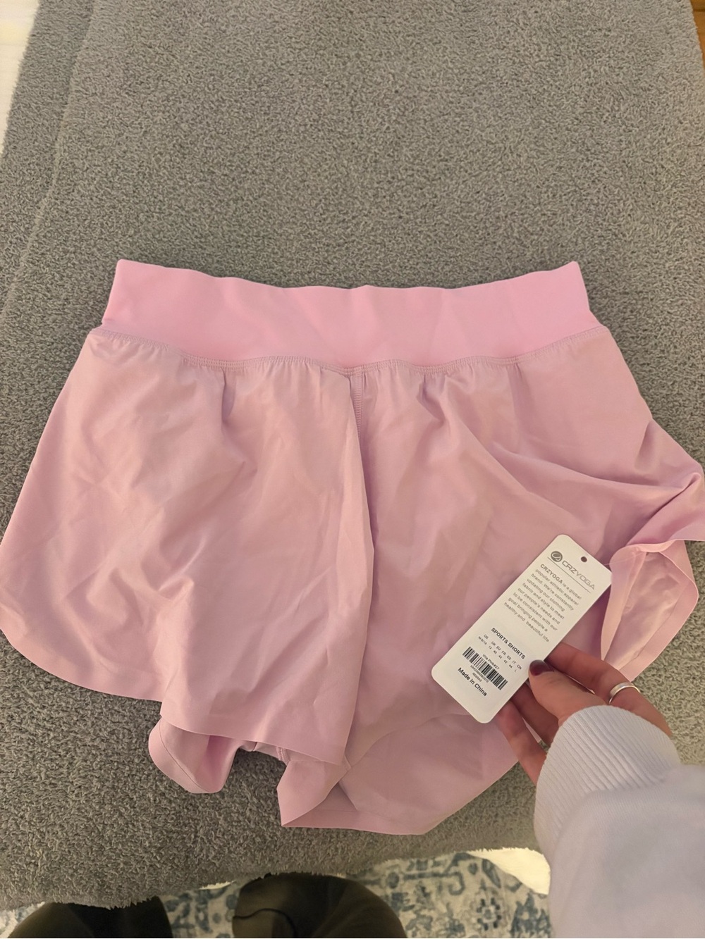 CRZ YOGA Women's Pastel Pink Athletic Shorts